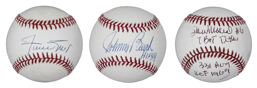 Lot of (3) Hall of Famers Single Signed Baseballs: Willie Mays, Johnny Bench & Stan Musial (PSA/DNA & JSA)